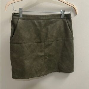 Olive Green Faux Leather Mini Skirt